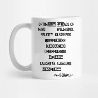 Motivational words Typographic designed apparel and home accessories Mug